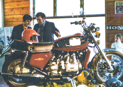 Honda Motorcycle in dealership from the 1970s