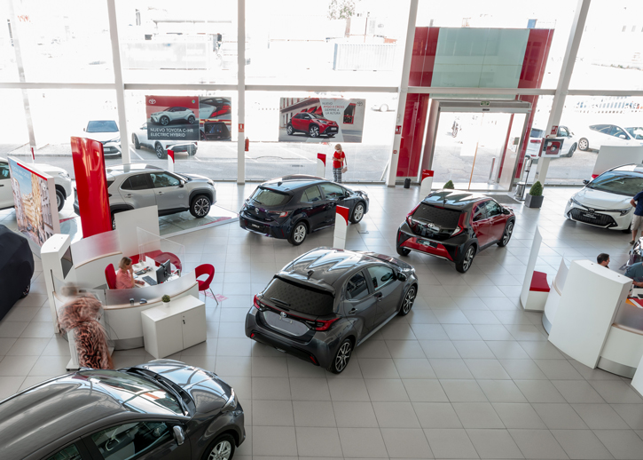 Toyota cars on display in Tomax showroom 